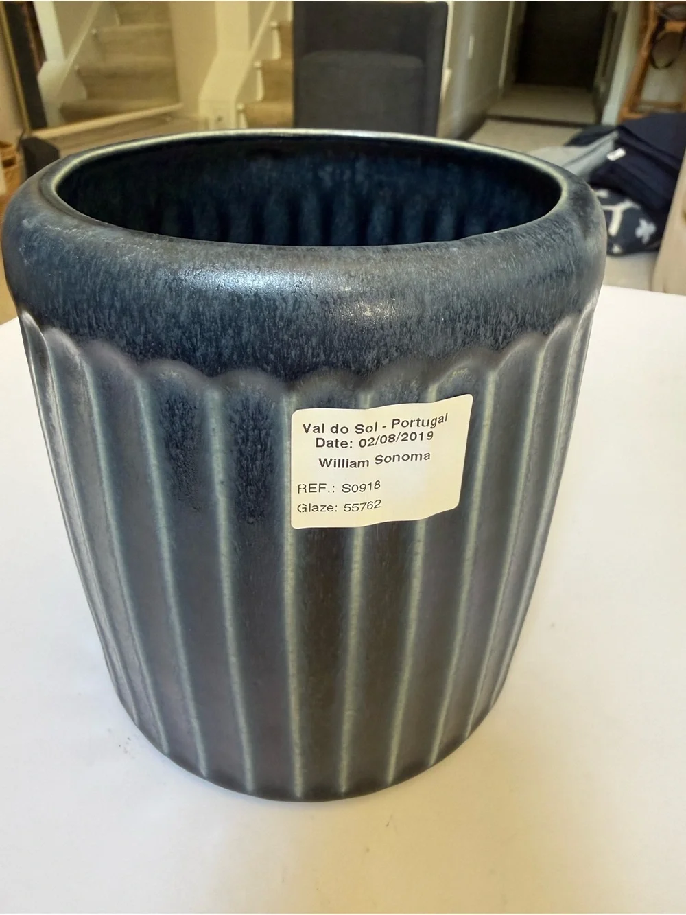 Williams Sonoma x Val do Sol navy blue planter